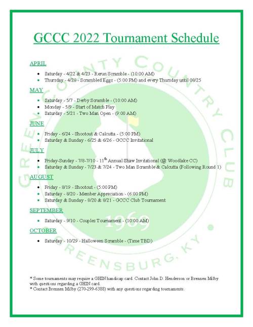 2022 GCCC Tournament Schedule
